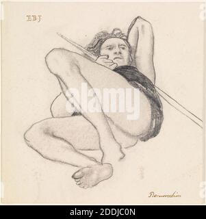 La Resurrezione, Studio del soldato addormentato; i giocatori di Backgammon, Sketch, 1861-62 Sir Edward Burne-Jones, movimento artistico, Pre-Raphaelite, Pencil, Sketch, Male Foto Stock