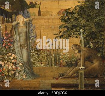 Beauty and the Beast, 1904 John Dickson Batten (m. 1932) Joseph Edward Southall (m. 1944), Fiore, Pre-Raphaelite, figurativo, Femminile, Fontana, movimento artistico, simbolismo, Letteratura, fiaba Foto Stock