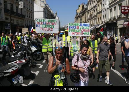 Manifestanti giubbotti gialli per l'ACT 34, a Parigi, in Francia, il 06 luglio 2019. Foto di Quentin De Groeve/ABACAPRESS.COM Foto Stock