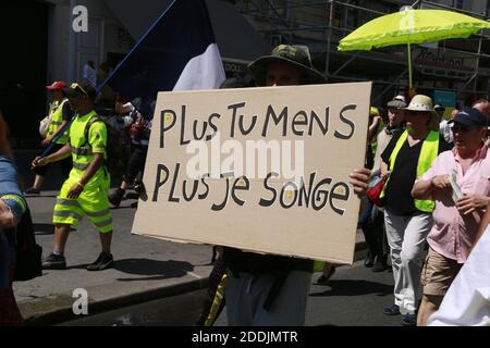 Manifestanti giubbotti gialli per l'ACT 34, a Parigi, in Francia, il 06 luglio 2019. Foto di Quentin De Groeve/ABACAPRESS.COM Foto Stock