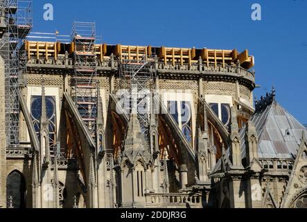 La Cattedrale di Notre Dame è in fase di riparazione a Parigi, in Francia, il 20 settembre 2019. La Cattedrale di Notre Dame nel centro di Parigi ha preso fuoco il 15 aprile di quest'anno. Foto di Marie Hubert Psaita/ABACAPRESS.COM Foto Stock