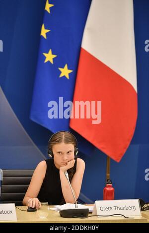 L'attivista svedese per l'ambiente Greta Thunberg ha tenuto un discorso prima di un dibattito con i membri del parlamento francese all'Assemblea nazionale il 23 luglio 2019 a Parigi, Francia, il 23 luglio 2019. Foto di David Niviere/ABACAPRESS.COM Foto Stock