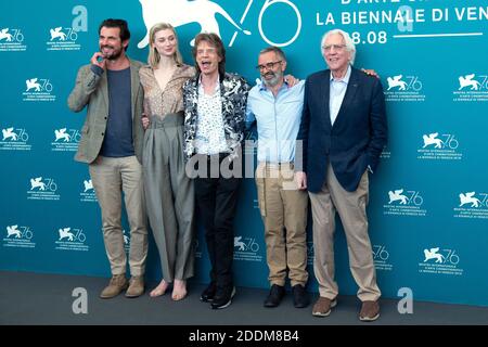 L'attore danese Claes Bang, l'attrice australiana Elizabeth Debicki, musicista, cantante e attore britannico Mick Jagger, il regista italiano Giuseppe Capotondi e l'attore canadese Donald Sutherland hanno partecipato al Burned Orange Heresy Photocall nell'ambito del 76th Venice Internatinal Film Festival (Mostra) il 07 settembre 2019. Foto di Aurore Marechal/ABACAPRESS.COM Foto Stock