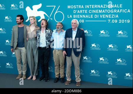 L'attore danese Claes Bang, l'attrice australiana Elizabeth Debicki, musicista, cantante e attore britannico Mick Jagger, il regista italiano Giuseppe Capotondi e l'attore canadese Donald Sutherland hanno partecipato al Burned Orange Heresy Photocall nell'ambito del 76th Venice Internatinal Film Festival (Mostra) il 07 settembre 2019. Foto di Aurore Marechal/ABACAPRESS.COM Foto Stock