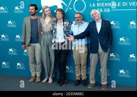 L'attore danese Claes Bang, l'attrice australiana Elizabeth Debicki, musicista, cantante e attore britannico Mick Jagger, il regista italiano Giuseppe Capotondi e l'attore canadese Donald Sutherland hanno partecipato al Burned Orange Heresy Photocall nell'ambito del 76th Venice Internatinal Film Festival (Mostra) il 07 settembre 2019. Foto di Aurore Marechal/ABACAPRESS.COM Foto Stock