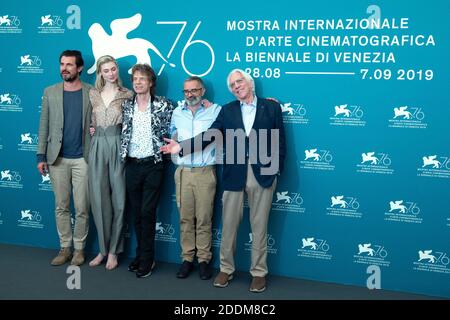 L'attore danese Claes Bang, l'attrice australiana Elizabeth Debicki, musicista, cantante e attore britannico Mick Jagger, il regista italiano Giuseppe Capotondi e l'attore canadese Donald Sutherland hanno partecipato al Burned Orange Heresy Photocall nell'ambito del 76th Venice Internatinal Film Festival (Mostra) il 07 settembre 2019. Foto di Aurore Marechal/ABACAPRESS.COM Foto Stock