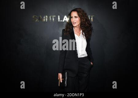 Andie MacDowell partecipa alla mostra Primavera/Estate 2020 di Saint Laurent Womenswear come parte della settimana della Moda di Parigi il 24 settembre 2019 a Parigi, Francia. Foto di Laurent Zabulon/ABACAPRESS Foto Stock