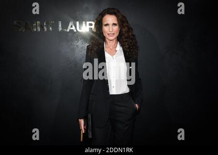 Andie MacDowell partecipa alla mostra Primavera/Estate 2020 di Saint Laurent Womenswear come parte della settimana della Moda di Parigi il 24 settembre 2019 a Parigi, Francia. Foto di Laurent Zabulon/ABACAPRESS Foto Stock