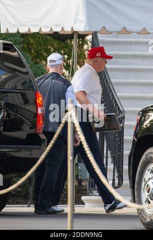 Il presidente degli Stati Uniti Donald Trump torna alla Casa Bianca dopo aver trascorso la giornata a golf a Washington, DC, USA sabato 28 settembre 2019. Foto di Tasos Katopodis/piscina/ABACAPRESS.COM Foto Stock