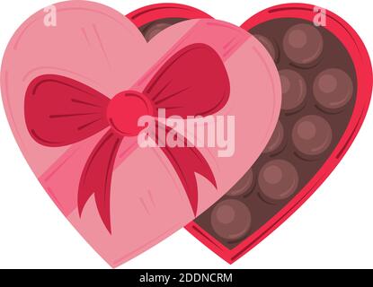 san valentino, caramella cioccolato cuore scatola romantica disegno vettore illustrazione Illustrazione Vettoriale