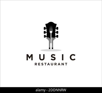 BBQ Grill, chitarra, concerto di musica dal vivo al Bar Cafe Restaurant Illustrazione Vettoriale