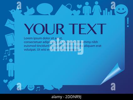 Immagine del layout della carta per le comunicazioni sui social media utilizzando le icone. Stile vettoriale Illustrazione Vettoriale