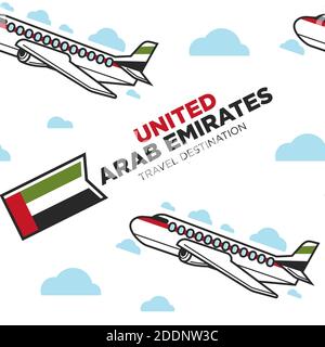 Emirati Arabi Uniti che viaggiano aerei a schema senza giunture Illustrazione Vettoriale