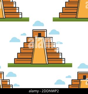 Piramide Maya Messico punto di riferimento senza giunture architettura antica Illustrazione Vettoriale