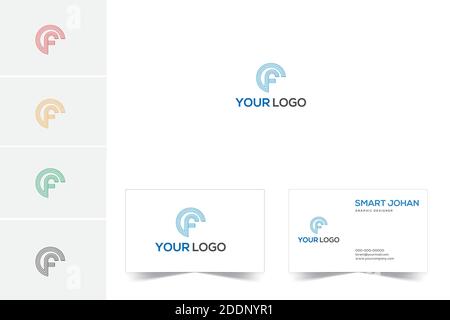 Combinazione lettera monogramma logo CF, coppia C F offset linea forma geometrica simbolo, idea creativa grafica emblema Illustrazione Vettoriale