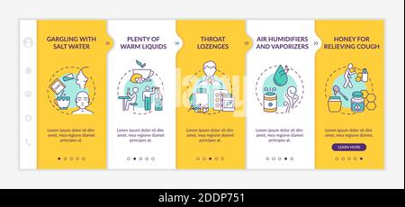 Schema del vettore onboarding del trattamento infiammatorio della gola Illustrazione Vettoriale
