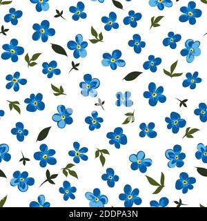 Fiori blu in fiore, vettore di disegno senza giunture Illustrazione Vettoriale