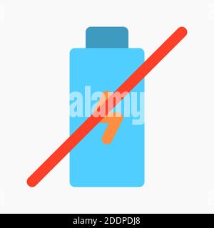 icona della batteria vettore con una croce per indicare che la batteria è scarica, il caricabatteria non è in carica, non viene rilevata alcuna batteria. adatto per l'uso in o Illustrazione Vettoriale