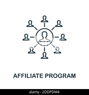 Icona del programma della filiale. Elemento di linea semplice dalla raccolta di vendita della filiale. Icona del programma della filiale sottile per i modelli, le infografiche e più Illustrazione Vettoriale