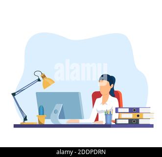 Imprenditrice lavorando sul computer Illustrazione Vettoriale
