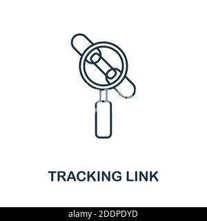 Icona del collegamento di tracciamento. Elemento di linea semplice dalla raccolta di vendita della filiale. Icona del collegamento di tracciamento sottile per modelli, infografiche e altro ancora Illustrazione Vettoriale