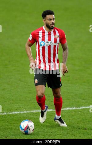 Jordan Willis di Sunderland durante la partita Sky Bet League One allo Stadium of Light di Sunderland. Foto Stock