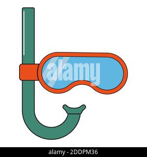 Maschera subacquea e tubo, icona. Illustrazione di stile moderno e dal design piatto. Isolato su sfondo bianco. Illustrazione vettoriale Illustrazione Vettoriale