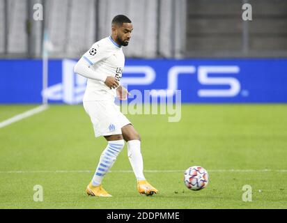 Marsiglia, Francia. 25 Nov 2020. Jordan Amavi di Marsiglia durante la UEFA Champions League, partita di calcio del Gruppo C tra Olympique de Marseille e FC Porto il 25 novembre 2020 allo stadio Orange Velodrome di Marsiglia, Francia - Foto Jean Catuffe / DPPI / LM Credit: Paola Benini/Alamy Live News Foto Stock