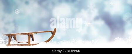 Slitta sulla neve in inverno , Banner sfondo astratto blu Foto Stock