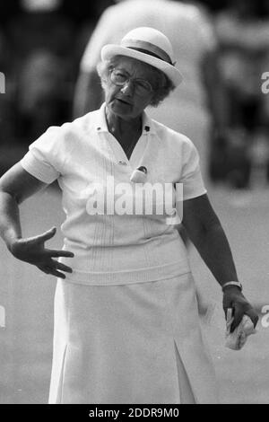 Scene del Ladies Crown Green Bowls Championship a Worthing nel 1989. Foto di Tony Henshaw Foto Stock