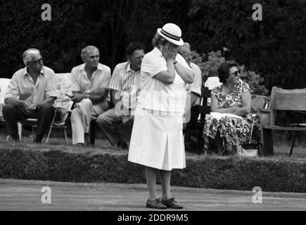 Scene del Ladies Crown Green Bowls Championship a Worthing nel 1989. Foto di Tony Henshaw Foto Stock