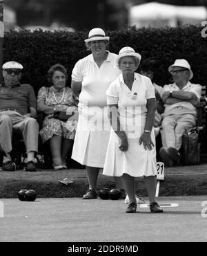 Scene del Ladies Crown Green Bowls Championship a Worthing nel 1989. Foto di Tony Henshaw Foto Stock