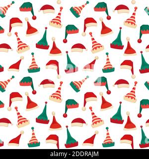 Icona elfo elfo cappello Babbo Natale vettore Set modello senza giunture Illustrazione Vettoriale
