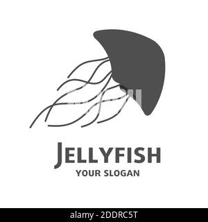 Icona di medusa, logo di silhouette, identità aziendale, grafica di design semplice Illustrazione Vettoriale