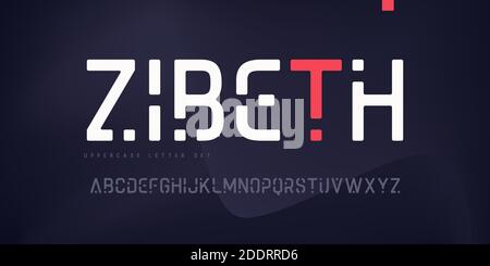 Vettore arrotondato lineare sans lettere maiuscole set, alfabeto, tipografia Illustrazione Vettoriale