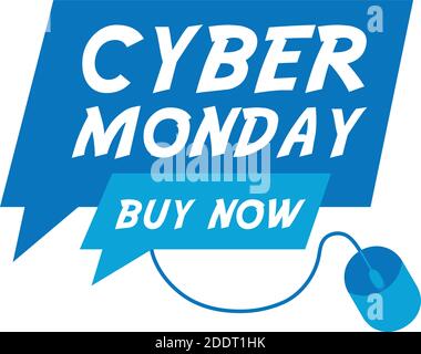 scritta cyber monday in bolla vocale con mouse Illustrazione Vettoriale