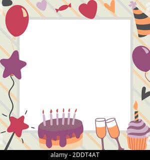 buon compleanno in illustrazione vettoriale quadrata Illustrazione Vettoriale