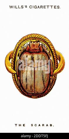 Carte di sigarette antiche. Sigarette di Wills (Lucky Charms). L'antico magico anello Scarab. 1923 l'anello di sciarpa è un tipo di anello f per dita Foto Stock