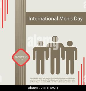 International Men's Day (IMD) è un evento internazionale annuale celebrato il 19 novembre. Illustrazione Vettoriale