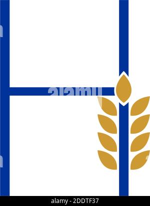 Lettera H combinata con l'illustrazione del logo con l'icona del grano Illustrazione Vettoriale