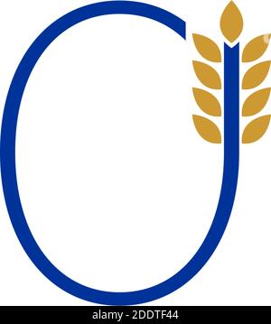 Lettera o combinata con l'illustrazione del disegno del logo dell'icona del grano Illustrazione Vettoriale