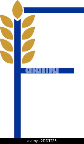 Lettera F combinata con l'illustrazione del logo con l'icona del grano Illustrazione Vettoriale