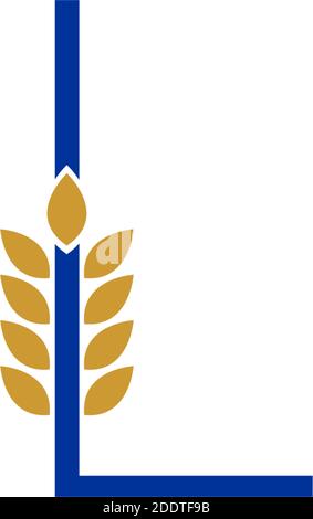 Lettera L combinata con l'illustrazione del logo con l'icona del grano Illustrazione Vettoriale