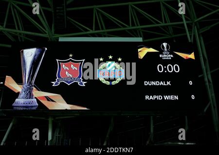 Aviva Stadium, Dublino, Leinster, Irlanda. 26 Nov 2020. UEFA Europa League Football, Dundalk FC contro Rapid Wien; il tabellone, Dundalk FC contro Rapid Wien Credit: Action Plus Sports/Alamy Live News Foto Stock