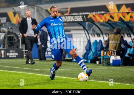 Il Vadis Odjidja-Ofoe di Gent è stato raffigurato in azione durante una partita di calcio tra il club belga KAA Gent e la squadra serba Crvena Zvezda (Red Star Belgrade), T. Foto Stock