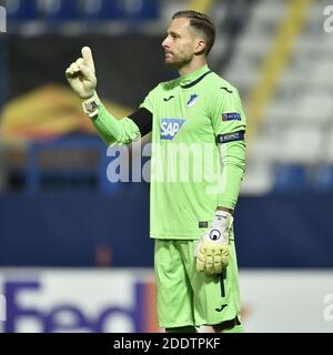 Liberec, Repubblica Ceca. 26 Nov 2020. Il portiere di Hoffenheim Oliver Baumann durante la UEFA Europa League, 4° turno, partita del gruppo L FC Slovan Liberec vs TSG 1899 Hoffenheim, in Liberec, Repubblica Ceca, giovedì 26 novembre 2020. Credit: Radek Petrasek/CTK Photo/Alamy Live News Foto Stock