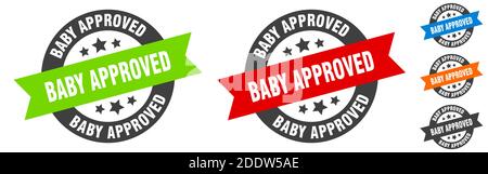 timbro approvato per il bambino. adesivo a nastro rotondo approvato per il bambino. etichetta Illustrazione Vettoriale