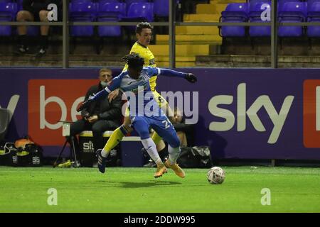 BARROW A FURNESS, INGHILTERRA. 26 NOVEMBRE Jayden Reid di Barrow in azione durante la partita della fa Cup tra Barrow e AFC Wimbledon all'Holker Street, Barrow-in-Furness, giovedì 26 novembre 2020. (Credit: Mark Fletcher | MI News) Credit: MI News & Sport /Alamy Live News Foto Stock