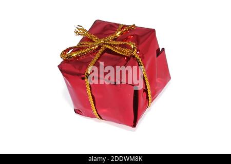 Piccola scatola regalo rossa fatta a mano Foto Stock