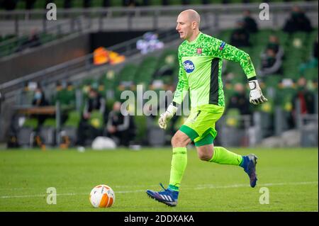 Dublino, Irlanda. 26 Nov 2020. Gary Rogers di Dundalk durante la partita Europa League Group B tra Dundalk FC e SK Rapid Wien allo stadio Aviva di Dublino, Irlanda, il 26 novembre 2020 (Foto di Andrew SURMA/ Credit: Sipa USA/Alamy Live News Foto Stock